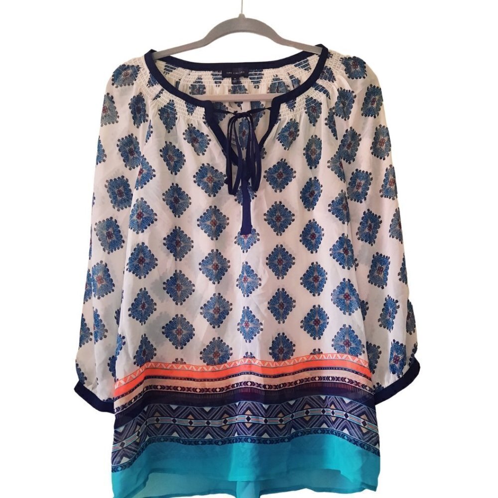 THE LIMITED Women's Multiprint Sheer Summer Blouse Size M